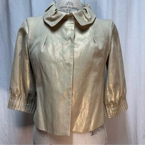 Nygar Collection Women’s Cropped Blazer Jacket Metallic Gold Size 8